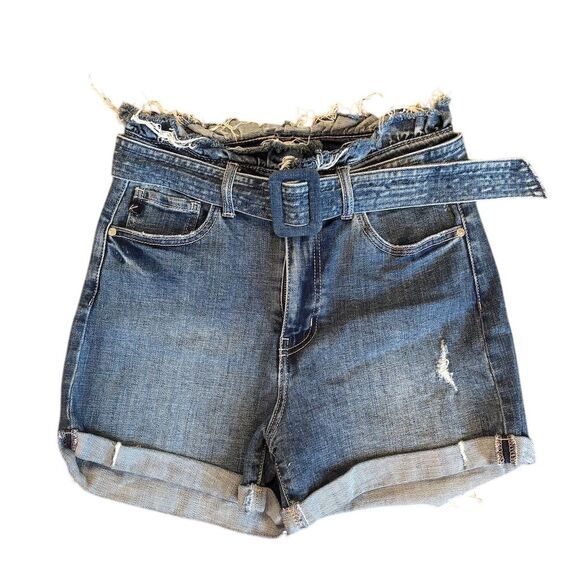 KanCan Pants - KanCan Women's High Rise Paperbag Denim Shorts Blue Size 7 Casual